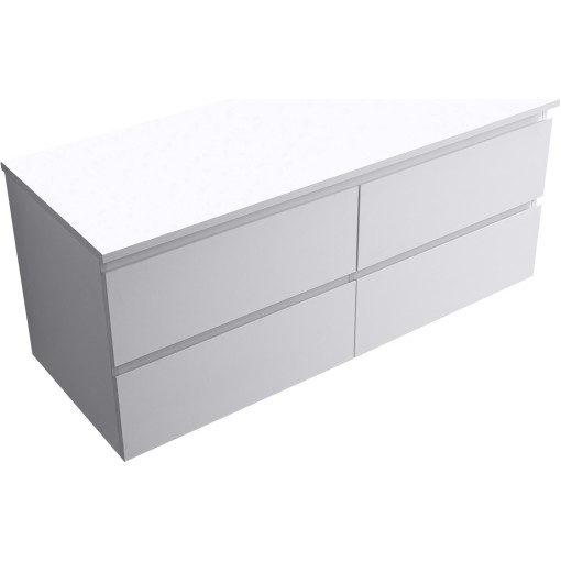 Koupelnová skříňka Carole + deska pod umyvadlo Navira Slim - 18 mm - bílá matná - 160x49,8x46 cm