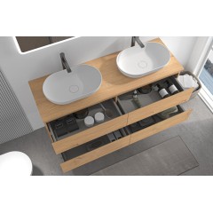 Koupelnová skříňka Carole + deska pod umyvadlo Navira Slim - 18 mm - dub medový - 160x49,8x46 cm