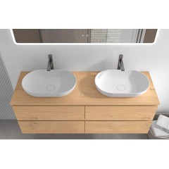Koupelnová skříňka Carole + deska pod umyvadlo Navira Slim - 18 mm - dub medový - 160x49,8x46 cm