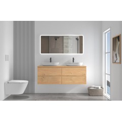 Koupelnová skříňka Carole + deska pod umyvadlo Navira Slim - 18 mm - dub medový - 160x49,8x46 cm
