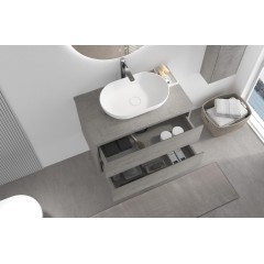 Koupelnová skříňka Carole + deska pod umyvadlo Navira Slim - 18 mm - betonově šedá - 80x49,8x46 cm