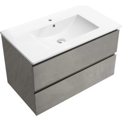 Koupelnová skříňka Carole + keramické umyvadlo Todo - betonově šedá - 101x50x46,5 cm