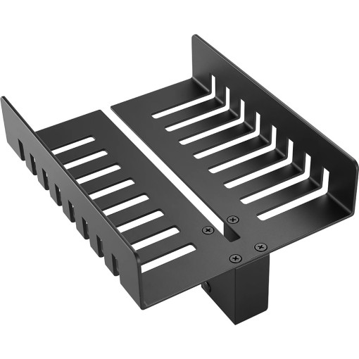 Polička s drážkami na sklo sprchového koutu - 6-8 mm - černá matná - 25x11,7 cm