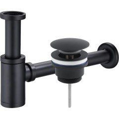 Sifon umyvadlový - mosaz - DN32 mm s výpustí click-clack s přepadem - černá - 665932