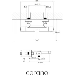 Vanová nástěnná baterie - termostatická - Tondo - černá matná