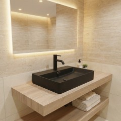 Umyvadlo keramické - nástěnné i na desku - Peno - černá matná - 50x42 cm