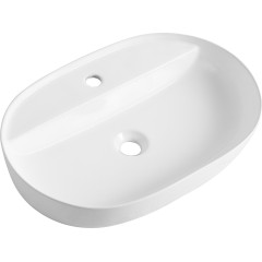Umyvadlo keramické Ramona - na desku - bílá lesklá - 61,5x41,5 cm