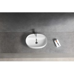 Umyvadlo keramické Ramona - na desku - bílá lesklá - 50x39 cm