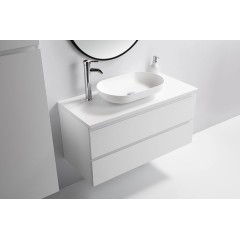 Koupelnová skříňka Carole + deska pod umyvadlo Navira Pro - 36 mm - bílá matná - 100x51,6x46 cm