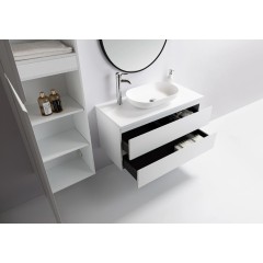 Koupelnová skříňka Carole + deska pod umyvadlo Navira Pro - 36 mm - bílá matná - 100x51,6x46 cm