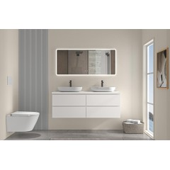 Koupelnová skříňka Carole + deska pod umyvadlo Navira Pro - 36 mm - bílá matná - 120x51,6x46 cm