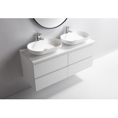 Koupelnová skříňka Carole + deska pod umyvadlo Navira Pro - 36 mm - bílá matná - 120x51,6x46 cm