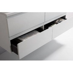 Koupelnová skříňka Carole + deska pod umyvadlo Navira Pro - 36 mm - bílá matná - 160x51,6x46 cm