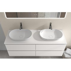 Koupelnová skříňka Carole + deska pod umyvadlo Navira Pro - 36 mm - bílá matná - 160x51,6x46 cm