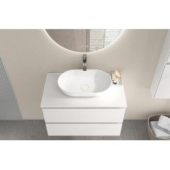 Koupelnová skříňka Carole + deska pod umyvadlo Navira Pro - 36 mm - bílá matná - 60x51,6x46 cm