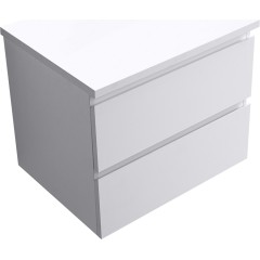 Koupelnová skříňka Carole + deska pod umyvadlo Navira Pro - 36 mm - bílá matná - 60x51,6x46 cm
