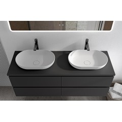 Koupelnová skříňka Carole + deska pod umyvadlo Navira Pro - 36 mm - černá matná - 120x51,6x46 cm