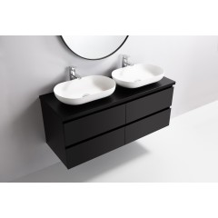 Koupelnová skříňka Carole + deska pod umyvadlo Navira Pro - 36 mm - černá matná - 120x51,6x46 cm