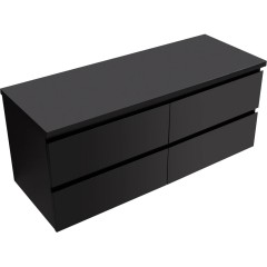 Koupelnová skříňka Carole + deska pod umyvadlo Navira Pro - 36 mm - černá matná - 120x51,6x46 cm