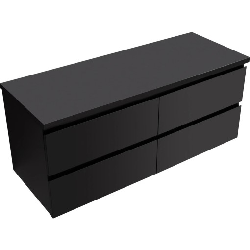 Koupelnová skříňka Carole + deska pod umyvadlo Navira Pro - 36 mm - černá matná - 120x51,6x46 cm