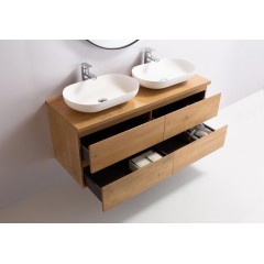 Koupelnová skříňka Carole + deska pod umyvadlo Navira Pro - 36 mm - dub medový - 120x51,6x46 cm