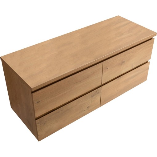 Koupelnová skříňka Carole + deska pod umyvadlo Navira Pro - 36 mm - dub medový - 120x51,6x46 cm