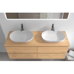 Koupelnová skříňka Carole + deska pod umyvadlo Navira Pro - 36 mm - dub medový - 120x51,6x46 cm