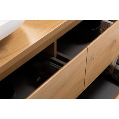 Koupelnová skříňka Carole + deska pod umyvadlo Navira Pro - 36 mm - dub medový - 160x51,6x46 cm