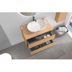Koupelnová skříňka Carole + deska pod umyvadlo Navira Pro - 36 mm - dub medový - 60x51,6x46 cm