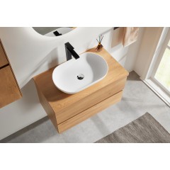 Koupelnová skříňka Carole + deska pod umyvadlo Navira Pro - 36 mm - dub medový - 80x51,6x46 cm