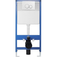 Kompletní podomítkový WC set Lite/Verde - černá lesklá - WC tlačítko Duo, bílá - předstěnová instalace - 49x36 cm