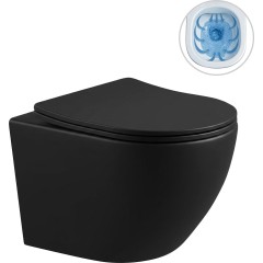 Kompletní podomítkový WC set Lite/Verde - černá matná - WC tlačítko Line, nerez - k zazdění - 49x36 cm