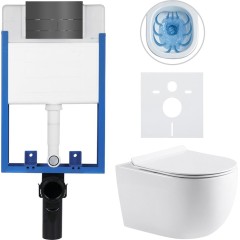Kompletní podomítkový WC set Lite/Felci - bílá lesklá - WC tlačítko Line, nerez - k zazdění - 52,5x36 cm