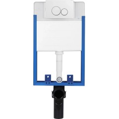 Kompletní podomítkový WC set Lite/Cesso - bílá lesklá - WC tlačítko Duo, bílá - k zazdění - 49x36 cm