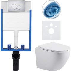 Kompletní podomítkový WC set Lite/Cesso - bílá lesklá - WC tlačítko Duo, chrom - k zazdění - 49x36 cm