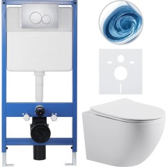 Kompletní podomítkový WC set Lite/Cesso - bílá lesklá - WC tlačítko Duo, chrom - předstěnová instalace - 49x36 cm