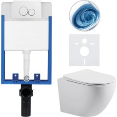 Kompletní podomítkový WC set Lite/Cesso - bílá matná - WC tlačítko Duo, bílá - k zazdění - 49x36 cm