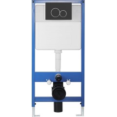 Kompletní podomítkový WC set Lite/Cesso - bílá matná - WC tlačítko Duo, černá matná - předstěnová instalace - 49x36 cm