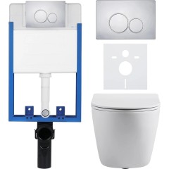 Kompletní podomítkový WC set Lite/Cesso - bílá matná - WC tlačítko Duo, chrom - k zazdění - 49x36 cm