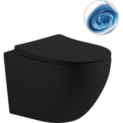 Kompletní podomítkový WC set Lite/Cesso - černá matná - WC tlačítko Duo, bílá - předstěnová instalace - 49x36 cm