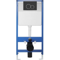 Kompletní podomítkový WC set Lite/Cesso - černá matná - WC tlačítko Duo, černá matná - předstěnová instalace - 49x36 cm