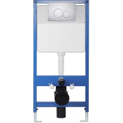 Kompletní podomítkový WC set Lite/Cesso - černá matná - WC tlačítko Duo, chrom - předstěnová instalace - 49x36 cm