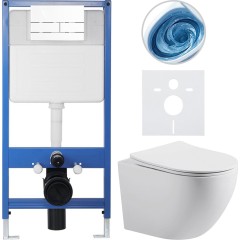 Kompletní podomítkový WC set Lite/Cesso - bílá matná - WC tlačítko Line, bílá - předstěnová instalace - 49x36 cm