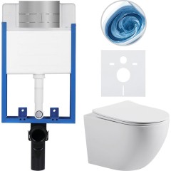 Kompletní podomítkový WC set Lite/Cesso - bílá matná - WC tlačítko Line, nerez - k zazdění - 49x36 cm