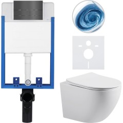 Kompletní podomítkový WC set Lite/Cesso - bílá matná - WC tlačítko Line - tmavě šedá - k zazdění - 49x36 cm