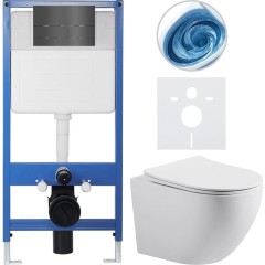 Kompletní podomítkový WC set Lite/Cesso - bílá matná - WC tlačítko Line. tmavě šedá - předstěnová instalace - 49x36 cm