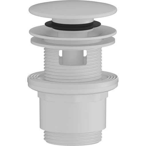 Umyvadlová výpusť - 5/4“ click-clack s přepadem - plast - 35/50mm - bílá matná