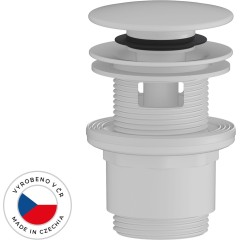 Umyvadlová výpusť - 5/4“ click-clack s přepadem - plast - 35/50mm - bílá matná