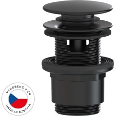 Umyvadlová výpusť - 5/4“ click-clack s přepadem - plast - 35/50mm - černá matná