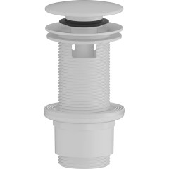 Umyvadlová výpusť - 5/4“ click-clack s přepadem - plast - 67/82mm - bílá matná